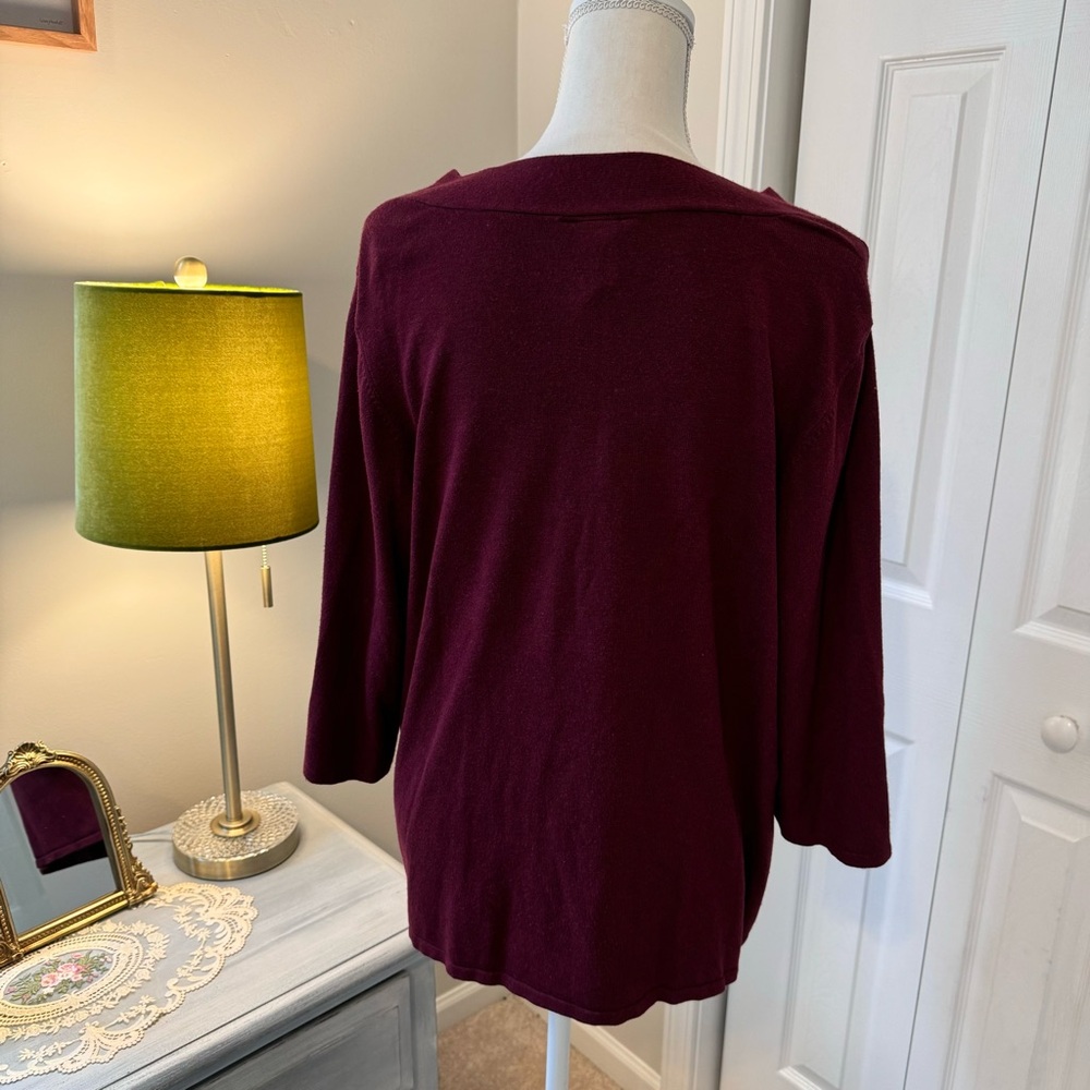 Lane Bryant Beautiful deep wine color 3/4 sleeves Sweater size 18/20 - Picture 6 of 7